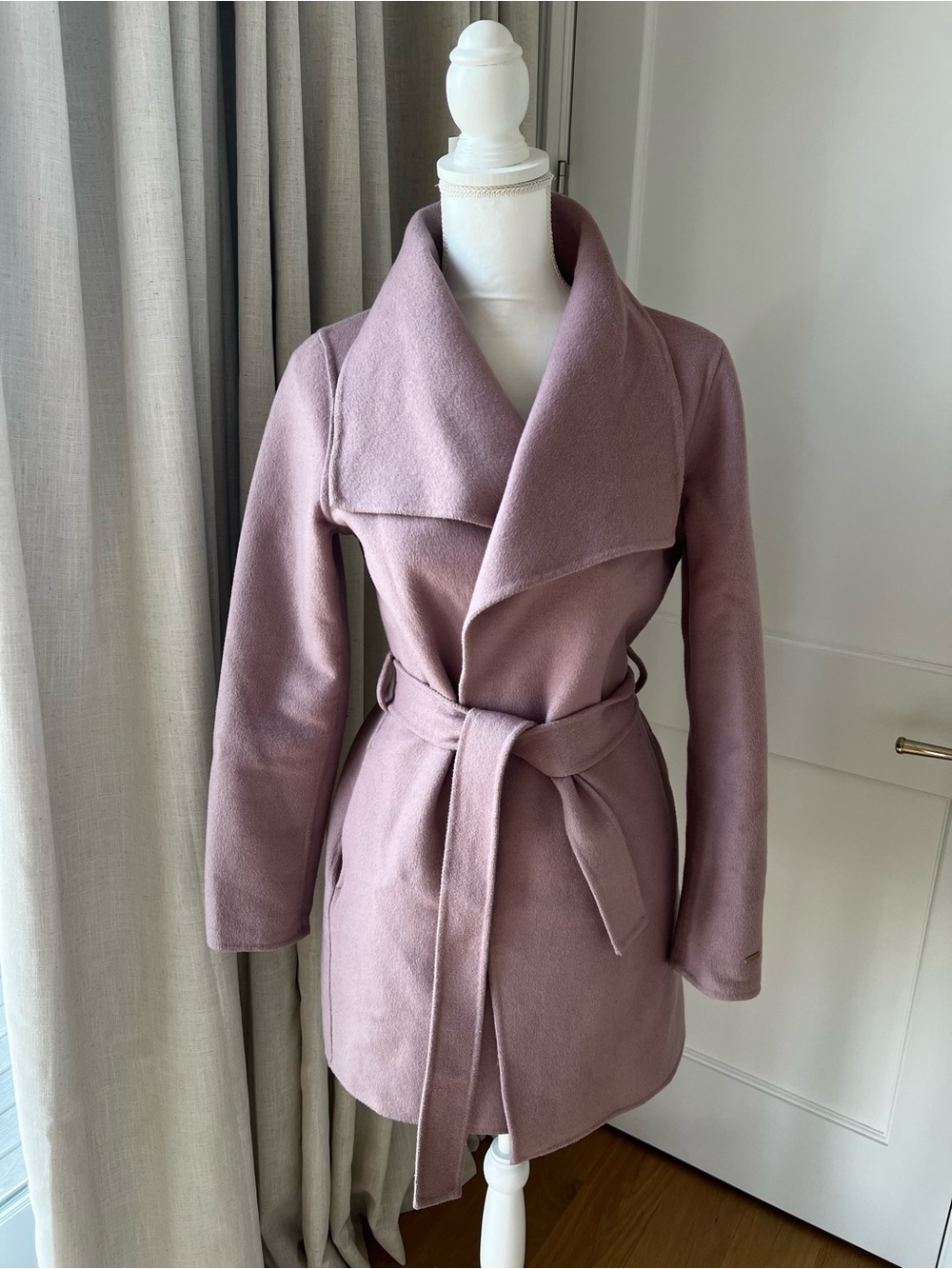 Tahari Dusty Mauve Belted Trench Coat